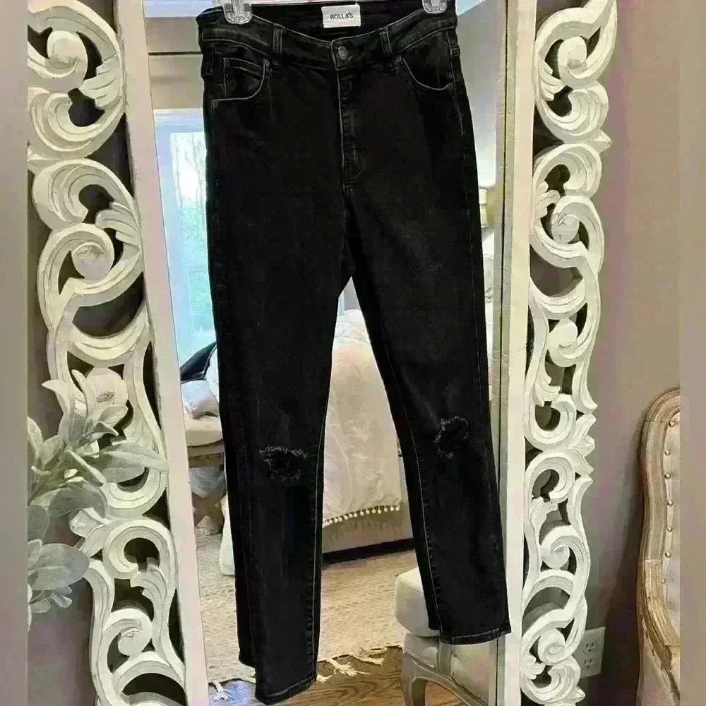 Women’s ROLLAS JEANS Westcoast Ankle Mid Rise Black Skinny Jean. Size 28 - Picture 4 of 9